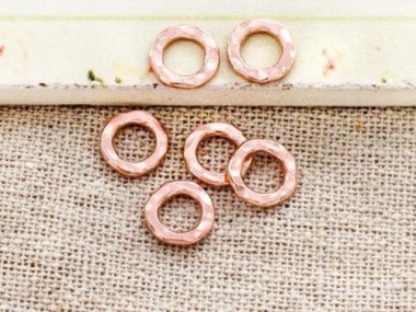 Karen hill tribe Rose Gold Vermeil Style Hammered Closed Jump Rings 8mm.