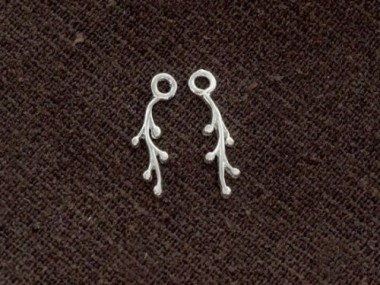 925 Sterling Silver Leaf Branch Charm 4x12mm.