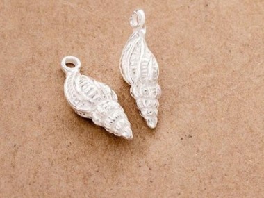 925 Sterling Silver Shell Charms 7x15 mm.