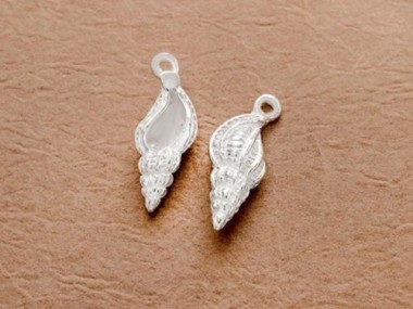 925 Sterling Silver Shell Charms 7x15 mm.