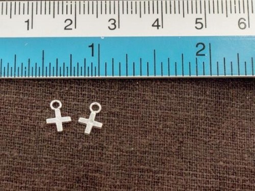 6 of 925 Sterling Silver Cross Charms 5mm. Brushed Finish.