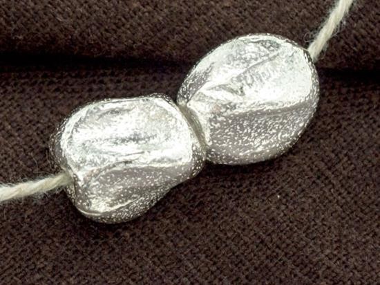 2 of Karen Hill Tribe Silver Twisted Texture Beads 10x12.5mm.