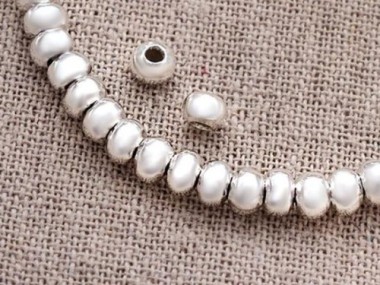 Karen Hill Tribe Silver Plain Rondelle Beads 5x3.5mm.