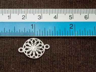 925 Sterling Silver filigree Flower Connectors, Links 14mm.