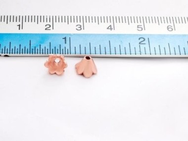 karen hill tribe Silver Rose Gold Vermeil Style Flower Bead Caps 5x7 mm.