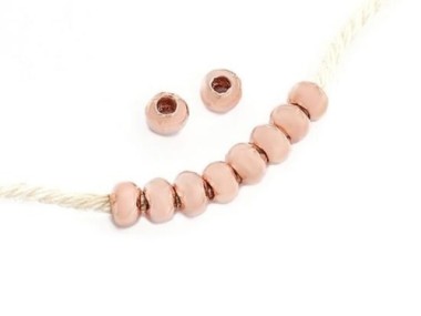 925 Karen Hill Tribe Rose Gold Vermeil Style Plain Rondelle Beads 5x3.5mm.