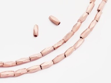 Karen hill tribe Rose Gold Vermeil Style Faceted Beads 1.5x4.3 mm.