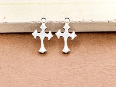 2 of 925 Sterling Silver Cross Charms 7x10 mm.