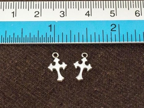 2 of 925 Sterling Silver Cross Charms 7x10 mm.