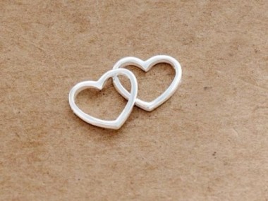 925 Sterling Silver Heart Pendants, Heart Links 11.5x10mm.