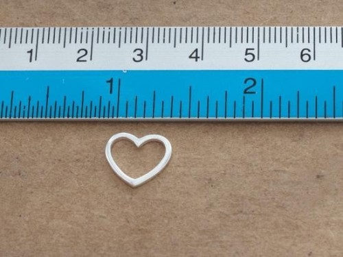 2 of 925 Sterling Silver Heart Pendants, Heart Links 11.5x10mm.