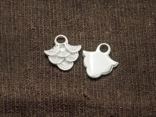 2 of 925 Sterling Silver Wave Design Charms 14x15mm., Polish Finished