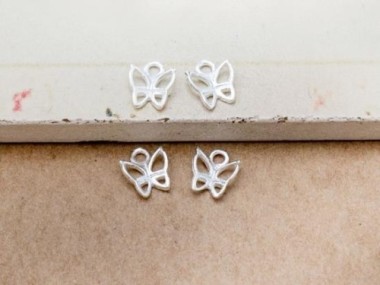 4 of 925 Sterling Silver Small Butterfly Charms 6.5 mm.