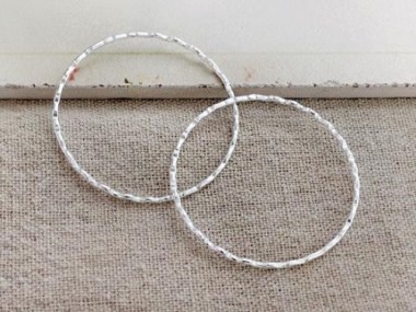 925 Sterling Silver Hammered Circle Closed Rings, Connectors 40x1.2mm.