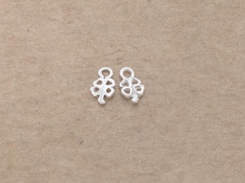 4 of 925 Sterling Silver Tiny Four Leaf Clover Charms 4x6 mm.