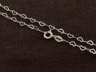 925 Sterling Silver Heart Chain Necklace 3x4.5 mm.