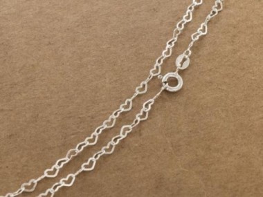 925 Sterling Silver Heart Chain Necklace 3x4.5 mm.