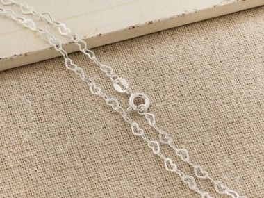 925 Sterling Silver Heart Chain Necklace 3x4.5 mm.