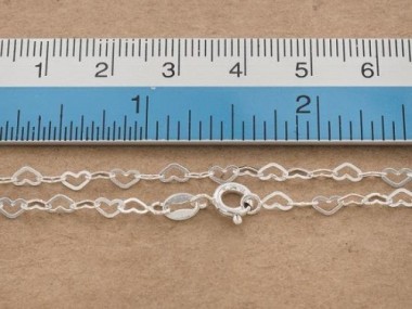 925 Sterling Silver Heart Chain Necklace 3x4.5 mm.