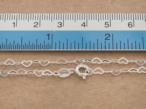 16 inches of 925 Sterling Silver Heart Chain Necklace 3x4.5 mm.