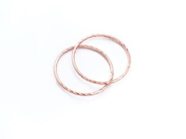 2 of 925 Sterling Silver Rose Gold Vermeil Style Twisted Closed Circle Rings , Connectors 20x1mm.