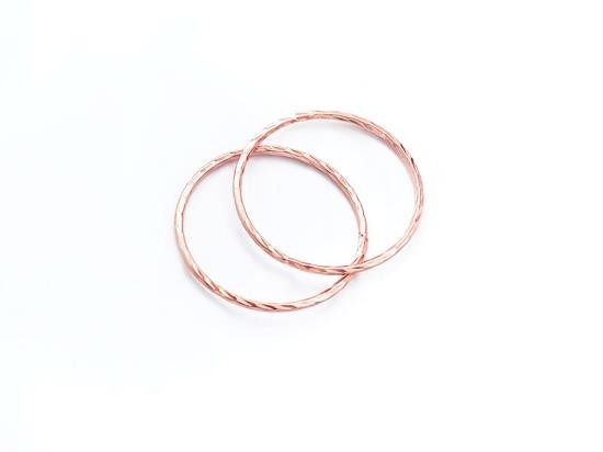 2 of 925 Sterling Silver Rose Gold Vermeil Style Twisted Closed Circle Rings , Connectors 20x1mm.