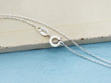 16 inches of 925 Sterling Silver Fine Cable Chain Necklace , 1x1.5 mm. Delicate Chain