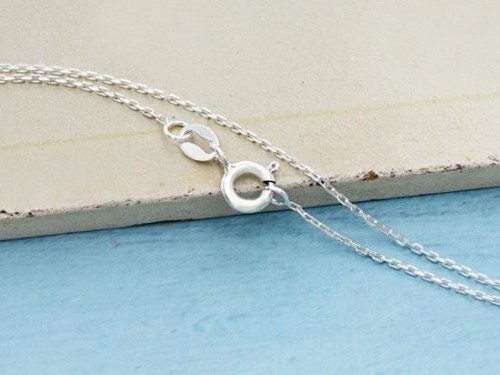 16 inches of 925 Sterling Silver Fine Cable Chain Necklace , 1x1.5 mm. Delicate Chain