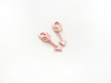 925 Sterling Silver Rose Gold Vermeil Style Arrow Charms 3x9 mm.,