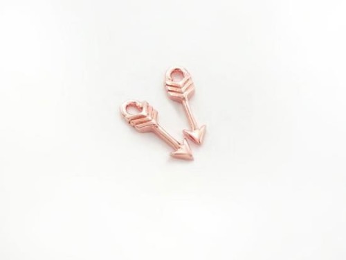 4 of 925 Sterling Silver Rose Gold Vermeil Style Arrow Charms 3x9 mm., small charms