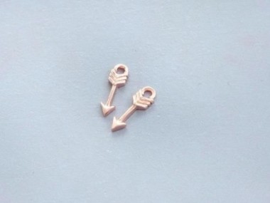 925 Sterling Silver Rose Gold Vermeil Style Arrow Charms 3x9 mm.,