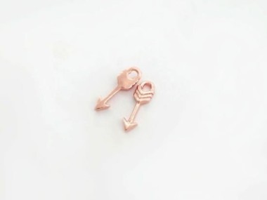 925 Sterling Silver Rose Gold Vermeil Style Arrow Charms 3x9 mm.,