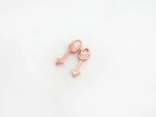 4 of 925 Sterling Silver Rose Gold Vermeil Style Arrow Charms 3x9 mm., small charms