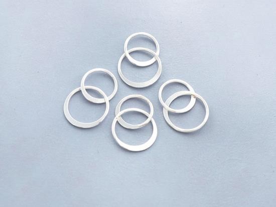 4 of 925 Sterling Silver Double Circle Rings Charms, Links, Connectors 10mm. & 12mm.