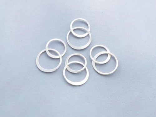 4 of 925 Sterling Silver Double Circle Rings Charms, Links, Connectors 10mm. & 12mm.