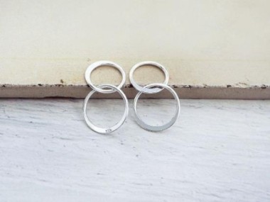 925 Sterling Silver Double Circle Rings Charms, Links, Connectors 10mm.