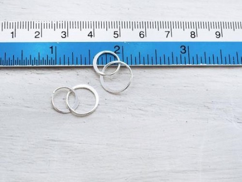 4 of 925 Sterling Silver Double Circle Rings Charms, Links, Connectors 10mm. & 12mm.