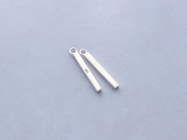 925 Sterling Silver Rectangle Stick Charms 2.4x20mm.