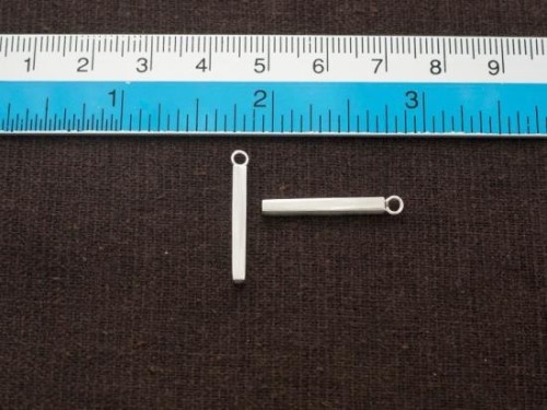 2 of 925 Sterling Silver Rectangle Stick Charms 2.4x20mm.