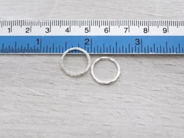 925 Sterling Silver Hammered Circle Closed Rings, Connectors 15mm.