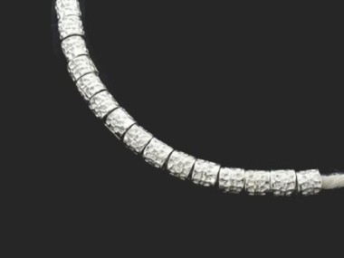 Karen Hill Tribe Silver Hammered Tubular Beads 5.8x5.6mm.