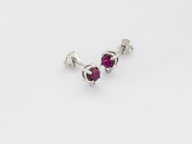 Ruby& Sterling Silver Stud Earrings Post Findings 5mm.