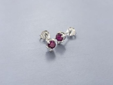 Ruby& Sterling Silver Stud Earrings Post Findings 5mm.