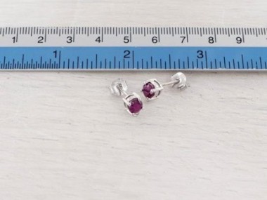 Ruby& Sterling Silver Stud Earrings Post Findings 5mm.