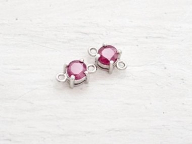 Ruby& Sterling Silver Connectors, Links 5mm.