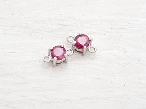 2 of Ruby& Sterling Silver Connectors, Links 5mm.