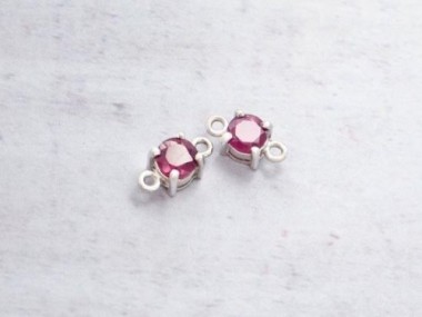 Ruby& Sterling Silver Connectors, Links 5mm.