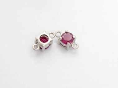 Ruby& Sterling Silver Connectors, Links 5mm.