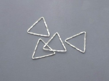 925 Sterling Silver Hammered Triangle Links, Connectors 19x20.5mm.