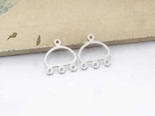 4 of 925 Sterling Silver Crescent Moon Chandelier Earring Findings.